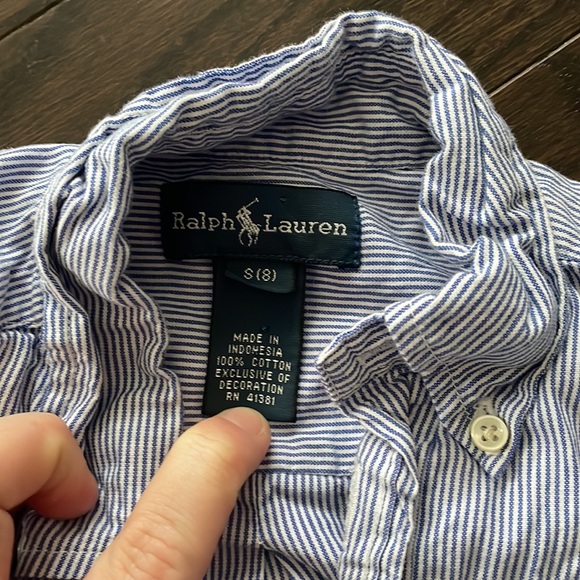 Ralph Lauren button down, kids size 8 - Picture 3 of 3
